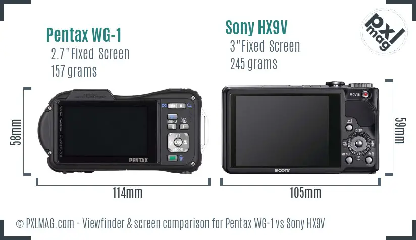 Pentax WG-1 vs Sony HX9V Screen and Viewfinder comparison