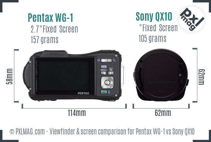 Pentax WG-1 vs Sony QX10 Screen and Viewfinder comparison