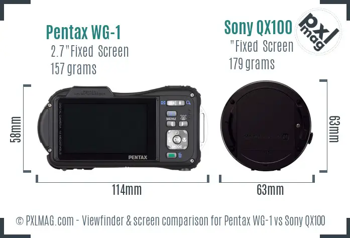 Pentax WG-1 vs Sony QX100 Screen and Viewfinder comparison