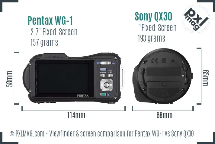 Pentax WG-1 vs Sony QX30 Screen and Viewfinder comparison