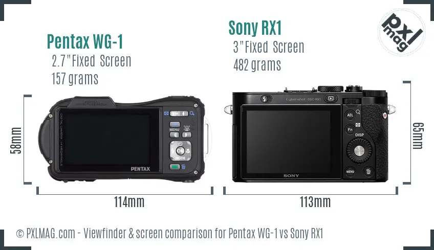 Pentax WG-1 vs Sony RX1 Screen and Viewfinder comparison Pentax WG-1 vs Sony RX1 Screen and Viewfinder comparison