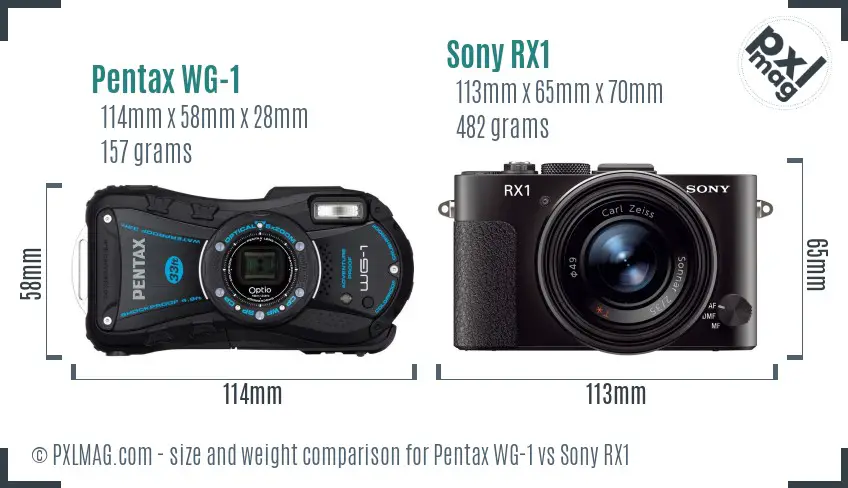 Pentax WG-1 vs Sony RX1 size comparison Pentax WG-1 vs Sony RX1 size comparison