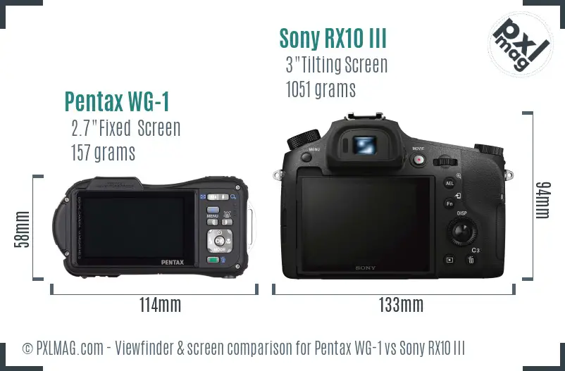 Pentax WG-1 vs Sony RX10 III Screen and Viewfinder comparison