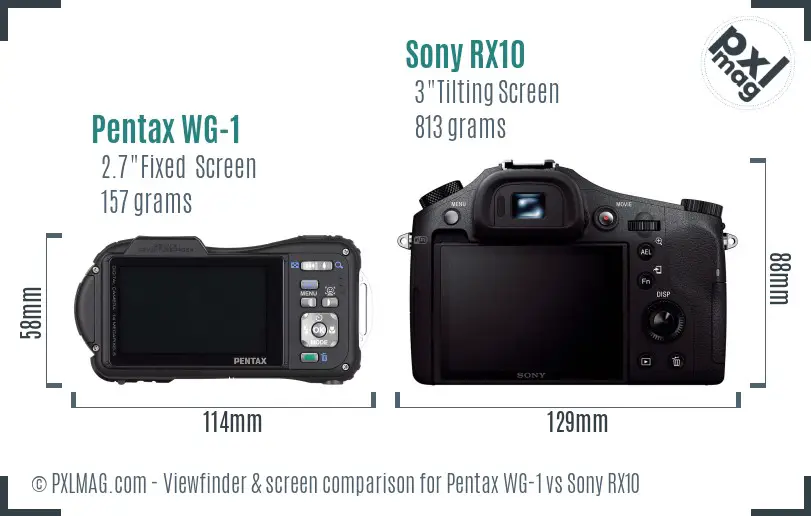 Pentax WG-1 vs Sony RX10 Screen and Viewfinder comparison