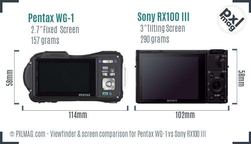 Pentax WG-1 vs Sony RX100 III Screen and Viewfinder comparison