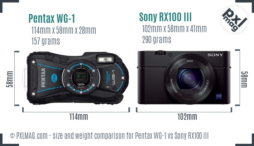 Pentax WG-1 vs Sony RX100 III size comparison Pentax WG-1 vs Sony RX100 III size comparison