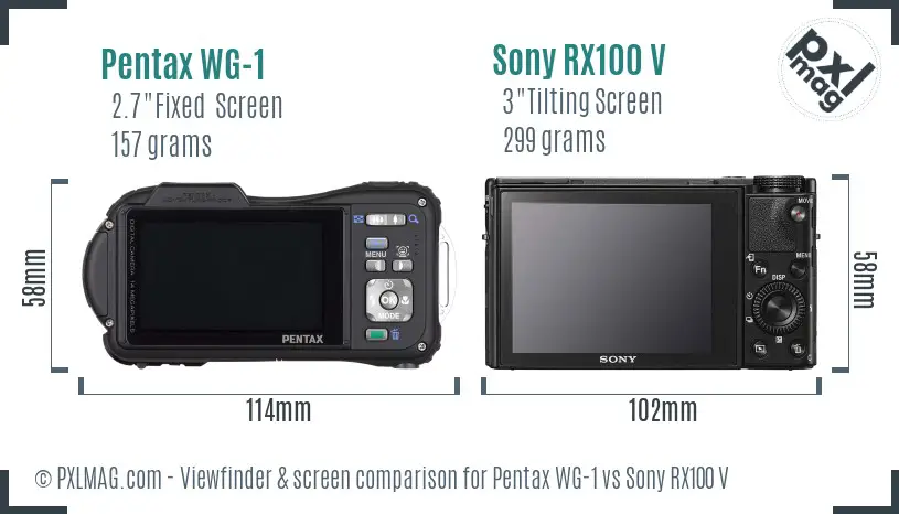 Pentax WG-1 vs Sony RX100 V Screen and Viewfinder comparison