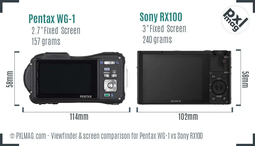 Pentax WG-1 vs Sony RX100 Screen and Viewfinder comparison