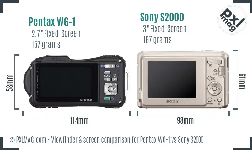 Pentax WG-1 vs Sony S2000 Screen and Viewfinder comparison Pentax WG-1 vs Sony S2000 Screen and Viewfinder comparison