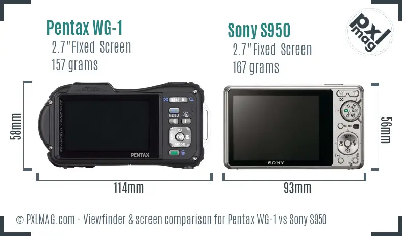 Pentax WG-1 vs Sony S950 Screen and Viewfinder comparison Pentax WG-1 vs Sony S950 Screen and Viewfinder comparison