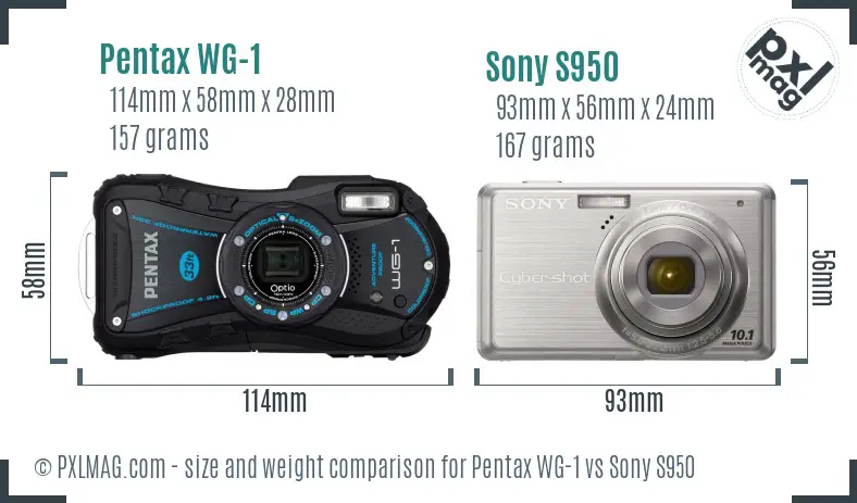 Pentax WG-1 vs Sony S950 size comparison Pentax WG-1 vs Sony S950 size comparison