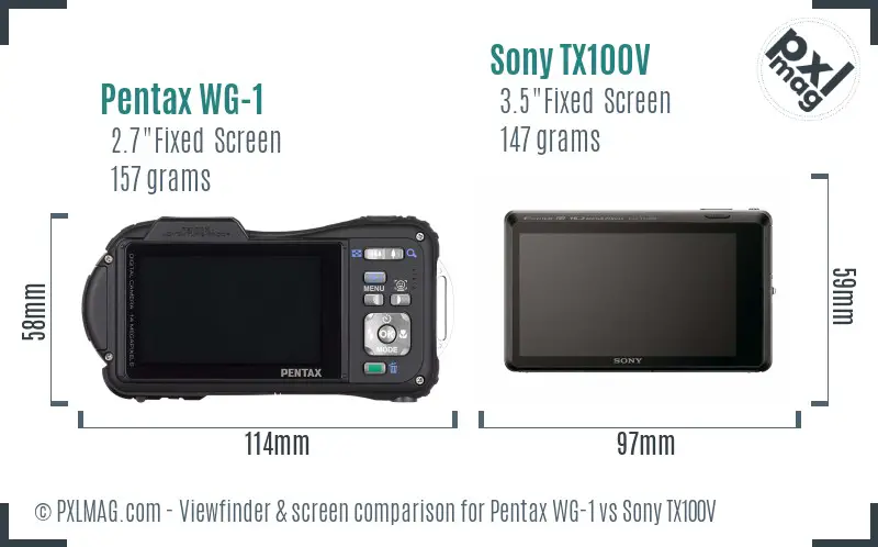Pentax WG-1 vs Sony TX100V Screen and Viewfinder comparison Pentax WG-1 vs Sony TX100V Screen and Viewfinder comparison