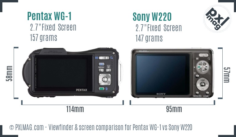 Pentax WG-1 vs Sony W220 Screen and Viewfinder comparison