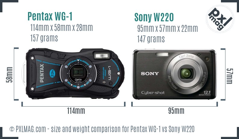 Pentax WG-1 vs Sony W220 size comparison Pentax WG-1 vs Sony W220 size comparison