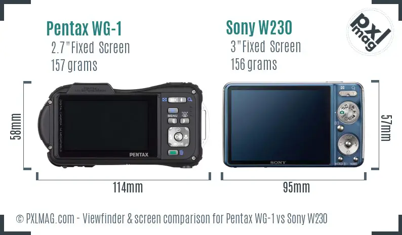 Pentax WG-1 vs Sony W230 Screen and Viewfinder comparison