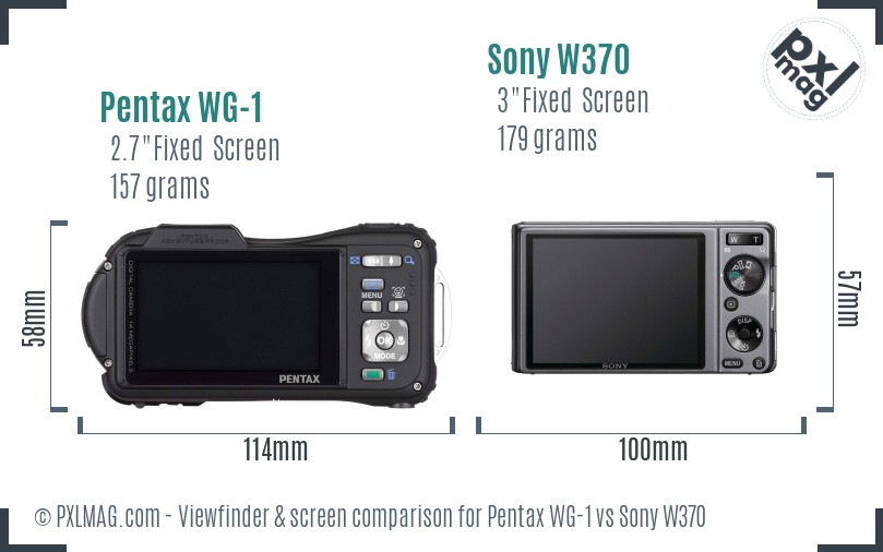 Pentax WG-1 vs Sony W370 Screen and Viewfinder comparison