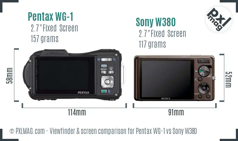 Pentax WG-1 vs Sony W380 Screen and Viewfinder comparison