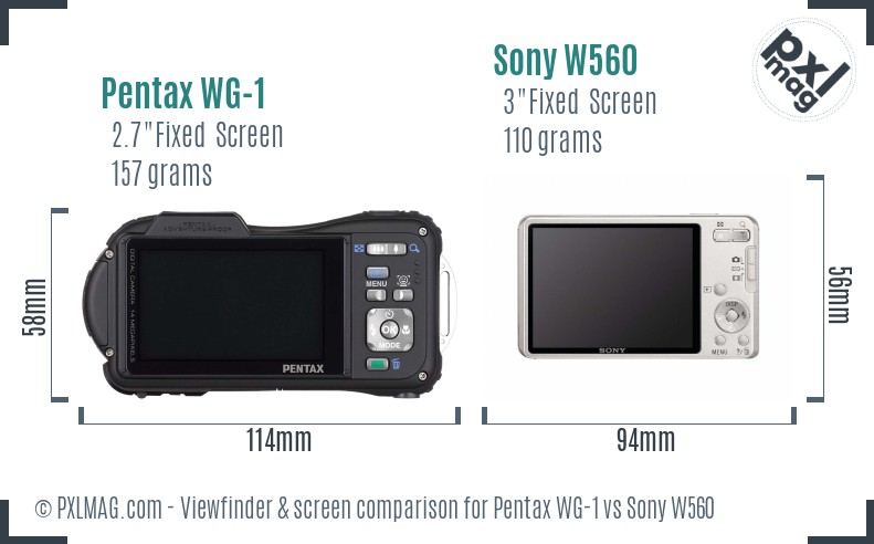 Pentax WG-1 vs Sony W560 Screen and Viewfinder comparison
