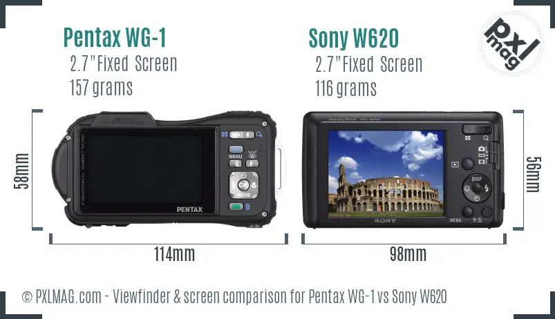 Pentax WG-1 vs Sony W620 Screen and Viewfinder comparison