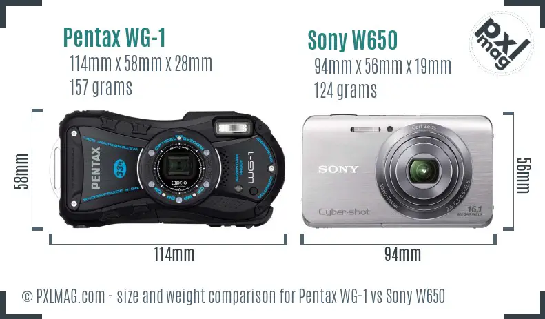 Pentax WG-1 vs Sony W650 size comparison