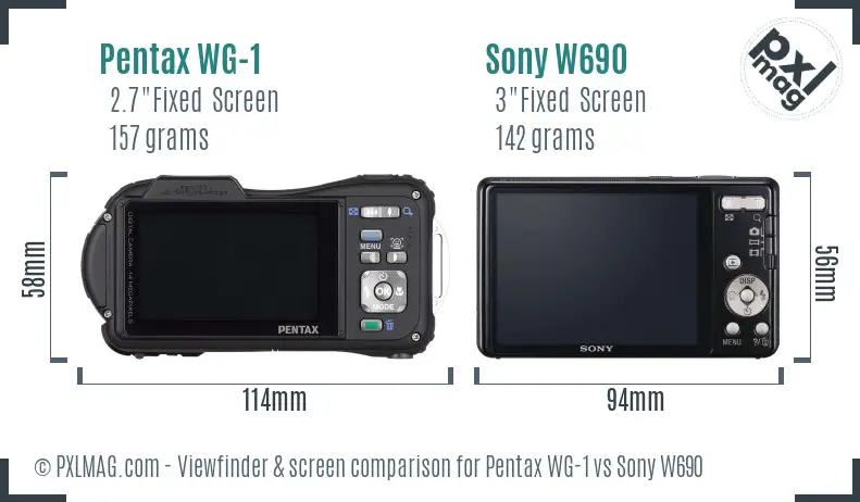 Pentax WG-1 vs Sony W690 Screen and Viewfinder comparison