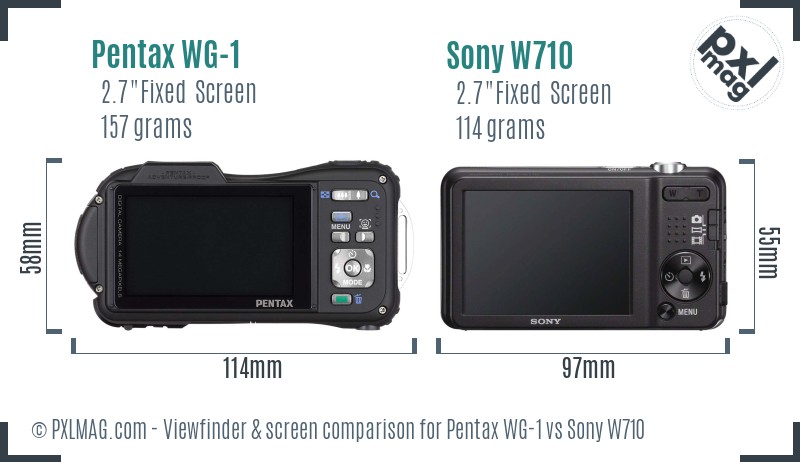 Pentax WG-1 vs Sony W710 Screen and Viewfinder comparison