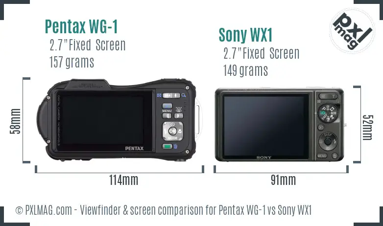 Pentax WG-1 vs Sony WX1 Screen and Viewfinder comparison