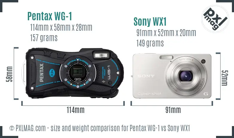 Pentax WG-1 vs Sony WX1 size comparison