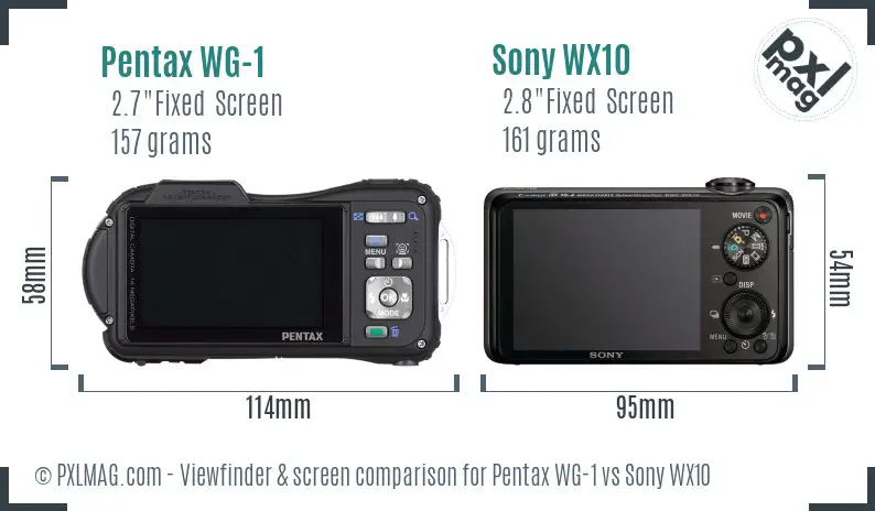 Pentax WG-1 vs Sony WX10 Screen and Viewfinder comparison