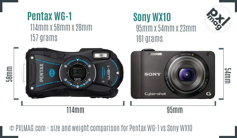 Pentax WG-1 vs Sony WX10 size comparison