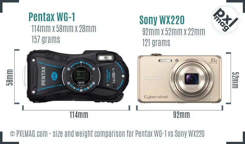 Pentax WG-1 vs Sony WX220 size comparison