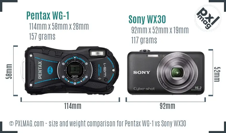 Pentax WG-1 vs Sony WX30 size comparison