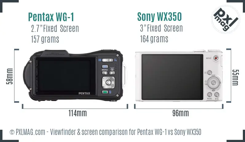Pentax WG-1 vs Sony WX350 Screen and Viewfinder comparison