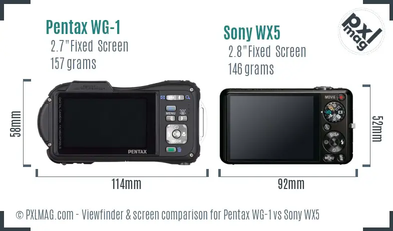 Pentax WG-1 vs Sony WX5 Screen and Viewfinder comparison