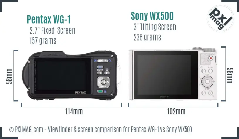Pentax WG-1 vs Sony WX500 Screen and Viewfinder comparison