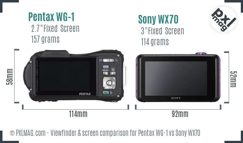 Pentax WG-1 vs Sony WX70 Screen and Viewfinder comparison