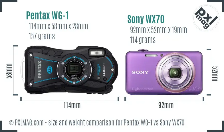Pentax WG-1 vs Sony WX70 size comparison
