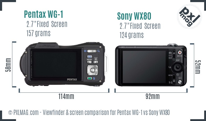Pentax WG-1 vs Sony WX80 Screen and Viewfinder comparison