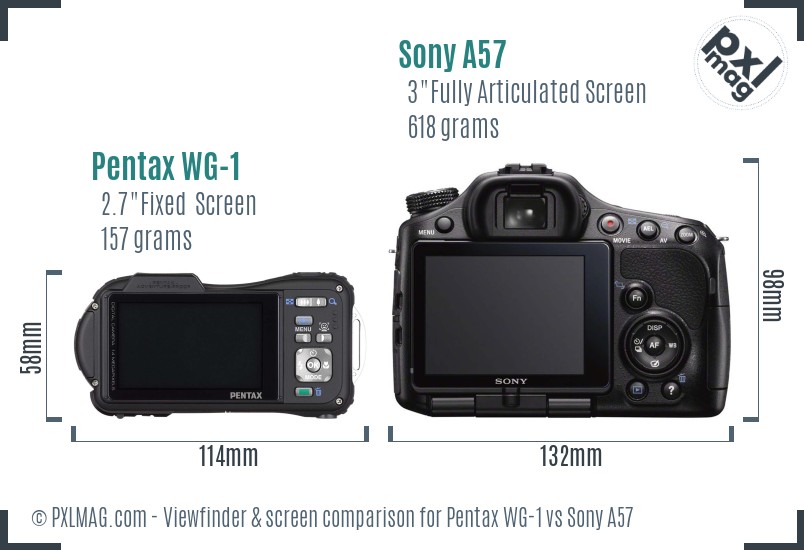 Pentax WG-1 vs Sony A57 Screen and Viewfinder comparison