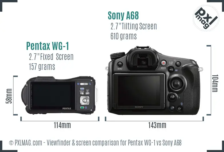 Pentax WG-1 vs Sony A68 Screen and Viewfinder comparison Pentax WG-1 vs Sony A68 Screen and Viewfinder comparison