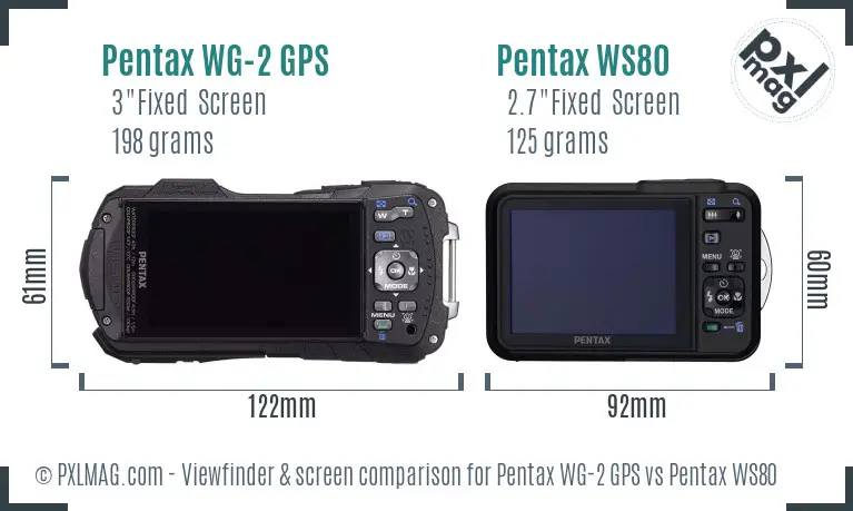 Pentax WG-2 GPS vs Pentax WS80 Screen and Viewfinder comparison