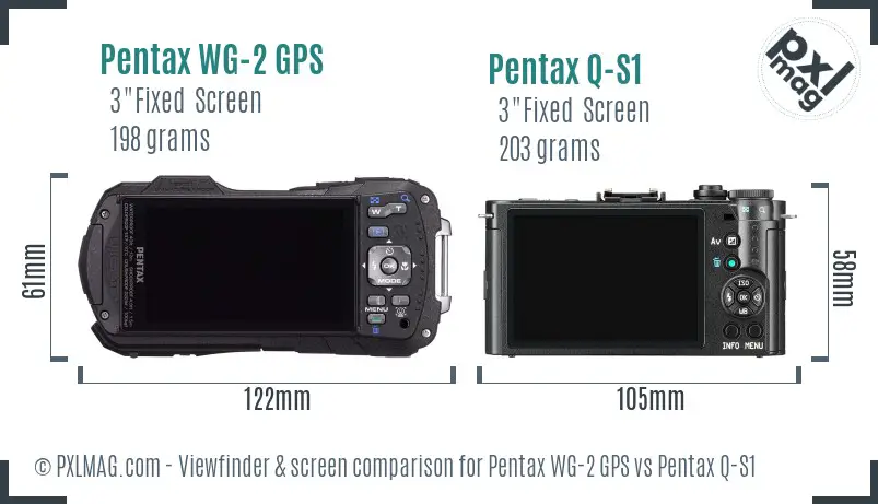 Pentax WG-2 GPS vs Pentax Q-S1 Screen and Viewfinder comparison