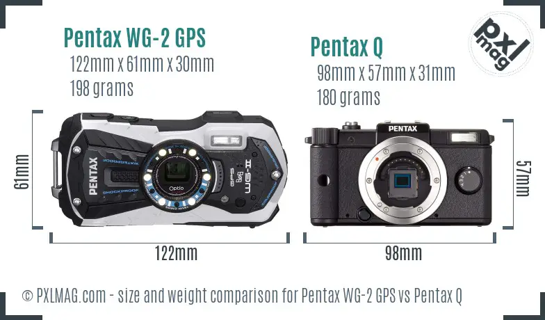 Pentax WG-2 GPS vs Pentax Q size comparison
