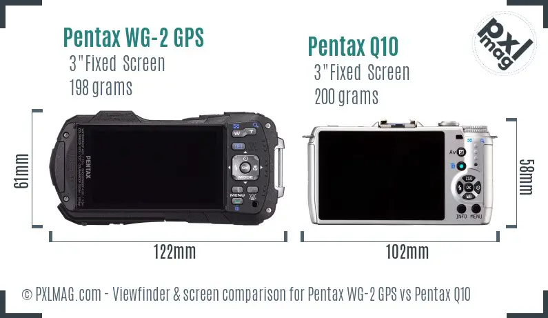 Pentax WG-2 GPS vs Pentax Q10 Screen and Viewfinder comparison