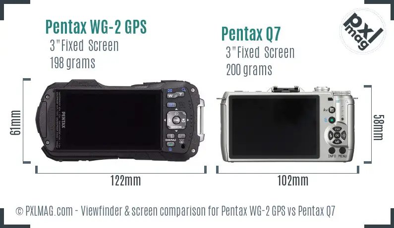 Pentax WG-2 GPS vs Pentax Q7 Screen and Viewfinder comparison