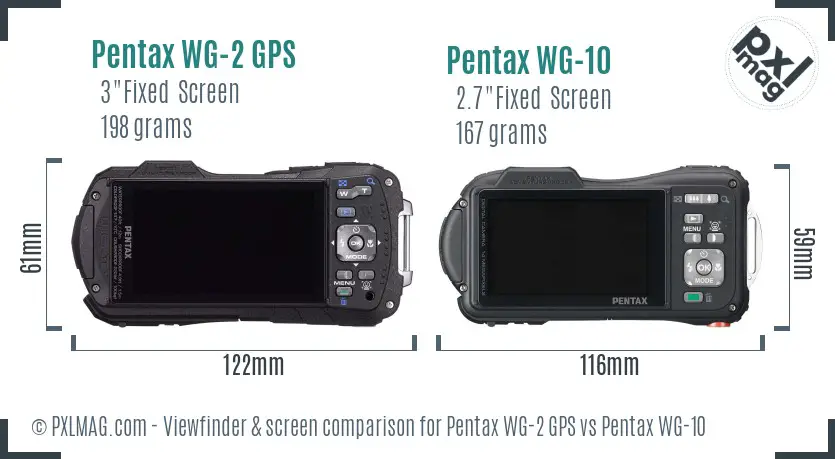 Pentax WG-2 GPS vs Pentax WG-10 Screen and Viewfinder comparison