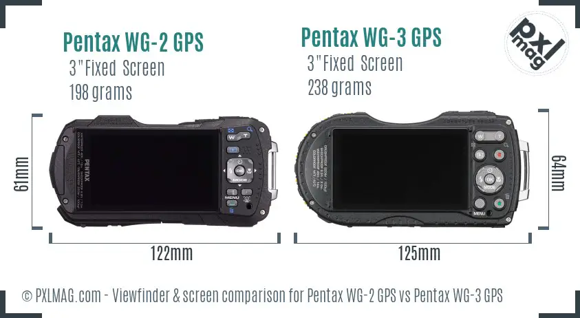 Pentax WG-2 GPS vs Pentax WG-3 GPS Screen and Viewfinder comparison