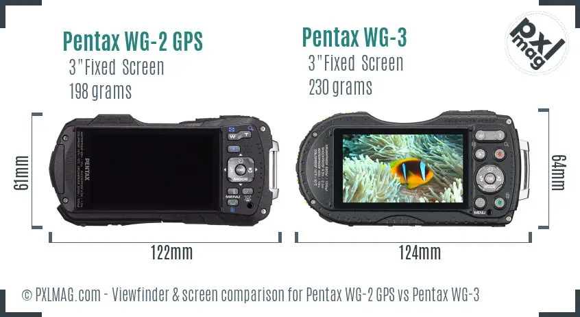 Pentax WG-2 GPS vs Pentax WG-3 Screen and Viewfinder comparison