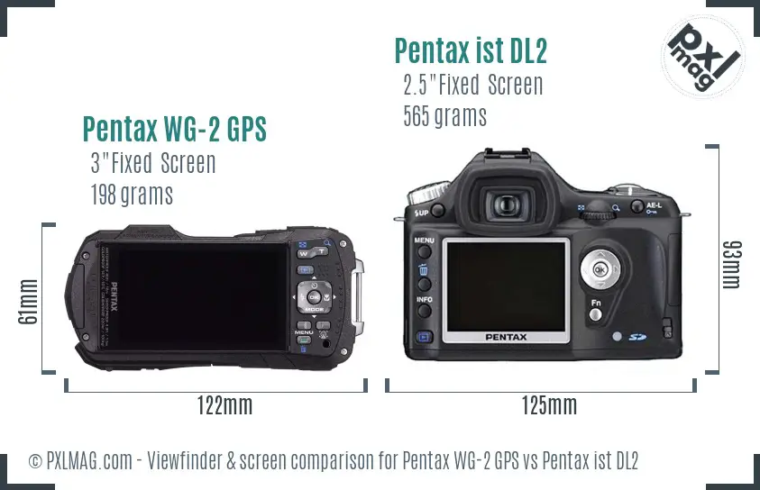Pentax WG-2 GPS vs Pentax ist DL2 Screen and Viewfinder comparison