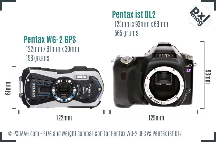 Pentax WG-2 GPS vs Pentax ist DL2 size comparison